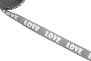 Streifenband - Love - grau
