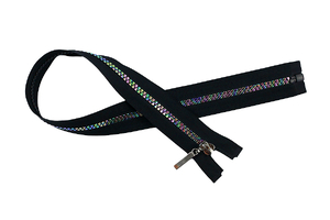 Reißverschluss Plektrum Trennbar - Regenbogen - Schwarz 50 cm 