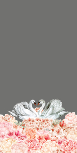 Panel für Schlafsack - Schwäne in Blumen
