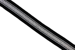 Streifenband Strickstoffe - schwarz-silber-schwarz