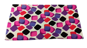 Różno - kolorowe kwadraty na szarym melanżu - dzianina jersey wiskozowy