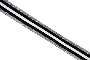 Streifenband Strickstoffe - 5 Streifen: Silber-Schwarz-Weiss